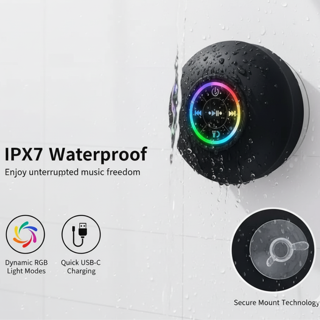 Large Suction Cup Waterproof Bluetooth Speaker